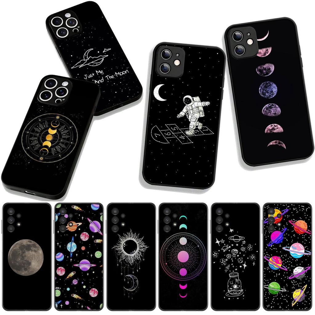 Cover for Apple iPhone 16 15 14 Plus 13 12 Mini 17 Pro Max + ProMax 16E Air 16+ 15+ Coque Phone Case Moon Stars Astronaut Sky