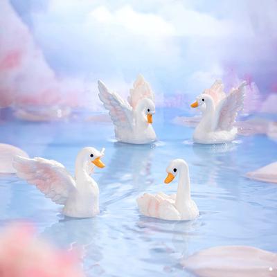 Cartoon Niedliche Gans Schwan Harz Modell Miniatur Figur Auto Ornamente Handwerk Kreative Diy Home Dekoration Zubehör Geschenke
