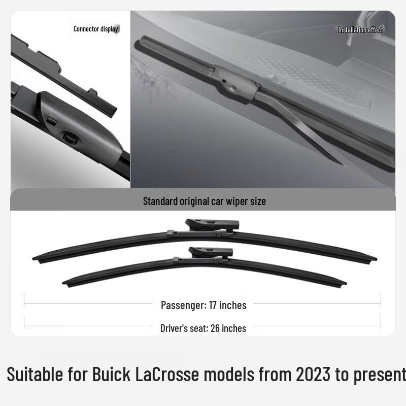 2023 Buick New Regal Original Frameless Silent Wiper Blade - Special Fit Rubber Strip 2003-2008 Buick LaCrosse [Front Wiper Pair]