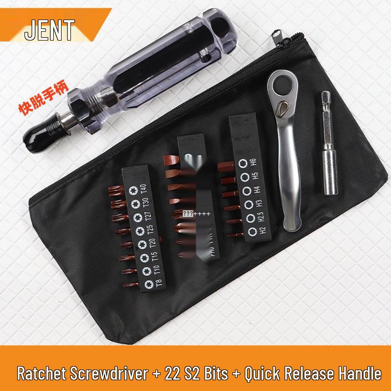 Mini Llave de Carraca y Destornillador de 72 Dientes, 1/4 de Pulgada, Acero al Carbono Resistente al Desgaste, para Espacios Estrechos, Adelante/Atrás.