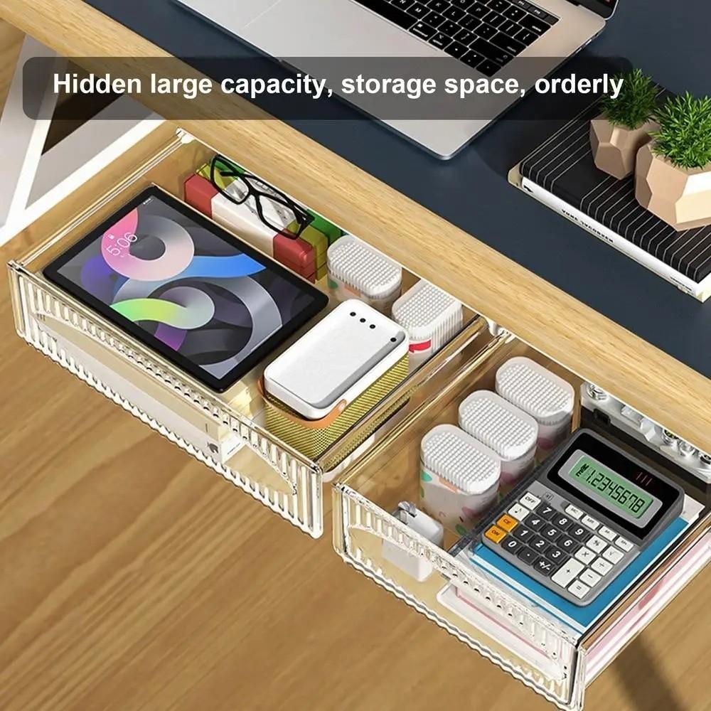 Self Adhesive Pull Out Storage Box Large Capacity Cabinet Storage Drawer Stationery Storage