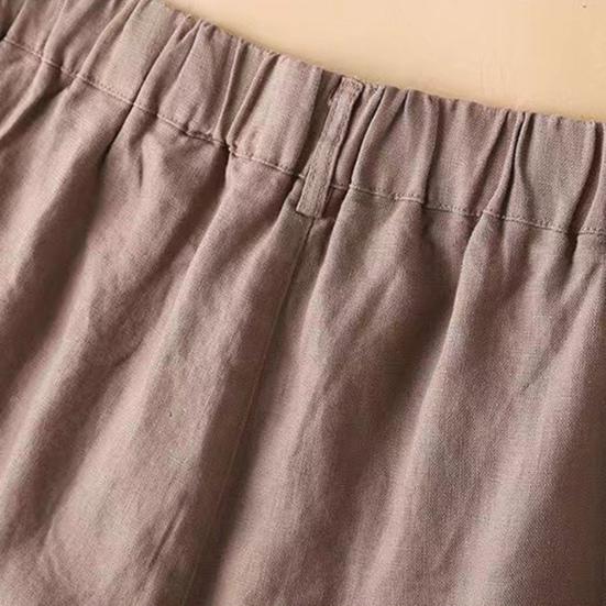High Waist Elastic Waistband Women Shorts Button Fly Pockets Knee Length Straight Wide Leg Suit Short Pants Workwear