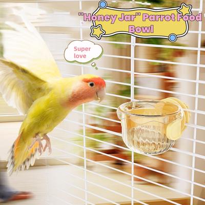 Transparent Birds Hanging Cage Bowl Pet Birds Dish Cup Anti-turnover Fixed Feeding Food Drinking Feeder For Parakeet Feeders