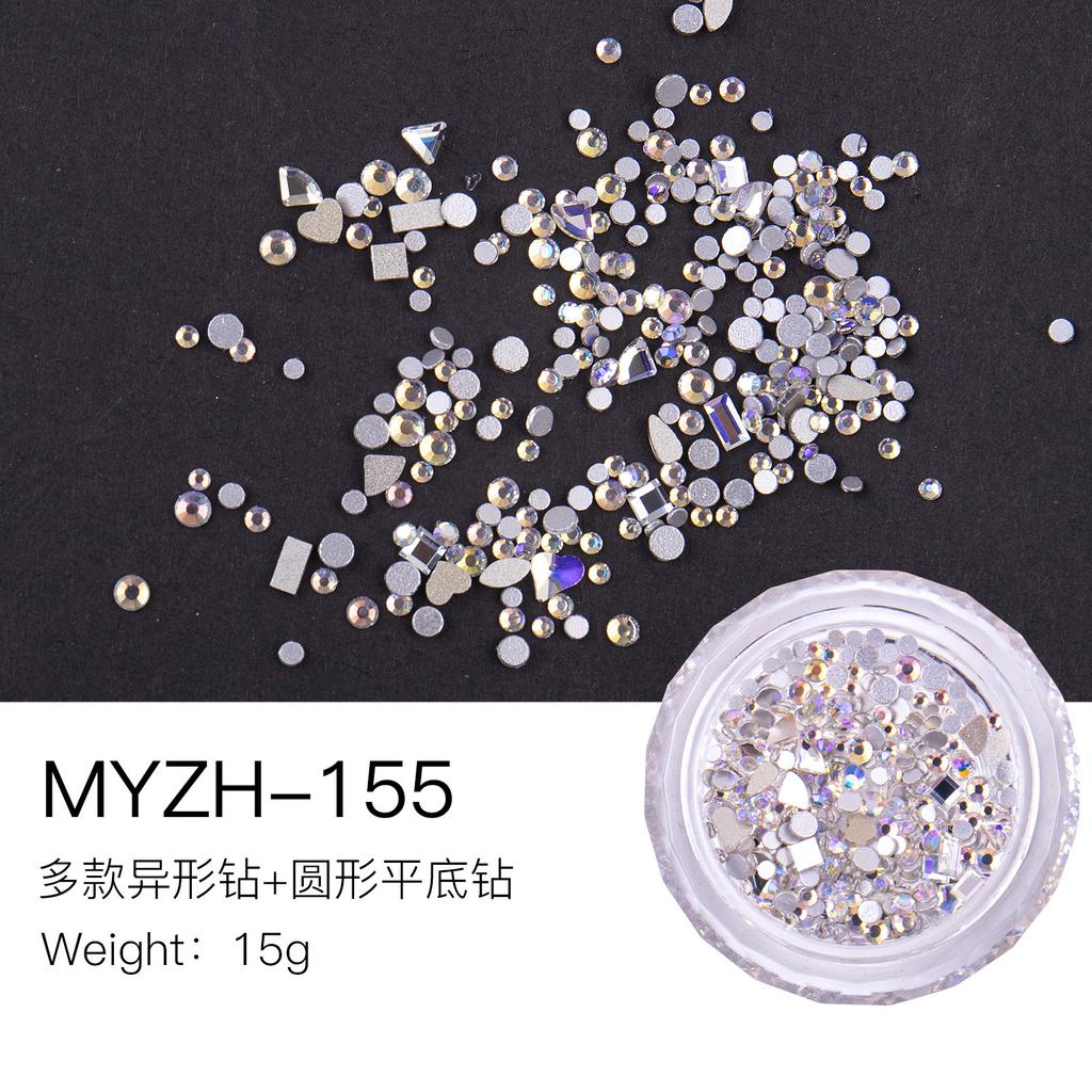 Mini Small Nail Art Mixed Warm Elf Aurora Flat Bottom Special-Shaped Diamond Diy Round Box