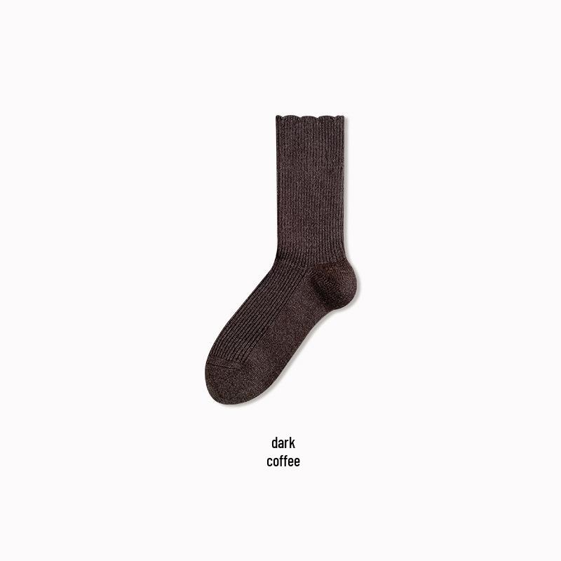 Damen Mid-Tube Spitzensocken - Warme Winter-Frotteesocken für trendige Studentinnen & Umstandsmode