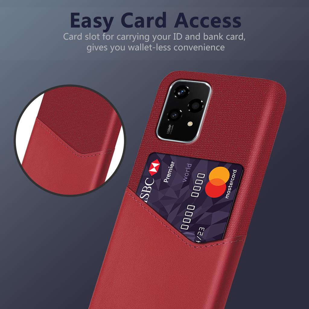 Für Honor 200 Lite Hülle PU Leder Kartenfach Stofftextur Harte PC Handyhülle