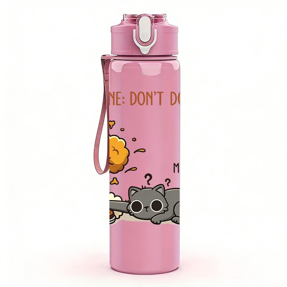 1PC Mushroom Mouse Funny Quote Print 750ml Color Plastic Sports Water Bottle Leakproof Flip Straw Lid Suitable for Sports Office Home Use