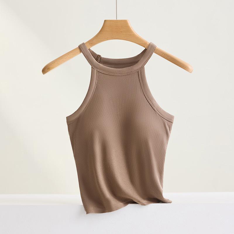 Women s Slimming Halter Neck Camisole with Built-In Bra and Breathable Straps Medium