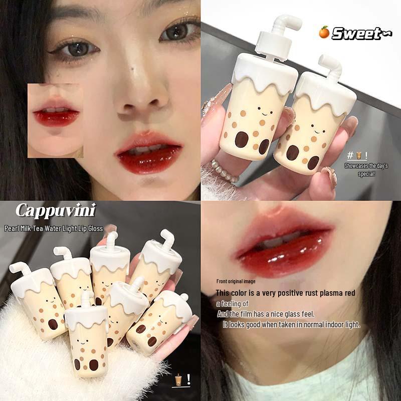 CAPPVINI Luciu de Buze Lucios cu Ceai cu Lapte Perlat - Ruj Drăguț, Accesibil pentru Petreceri Studențești