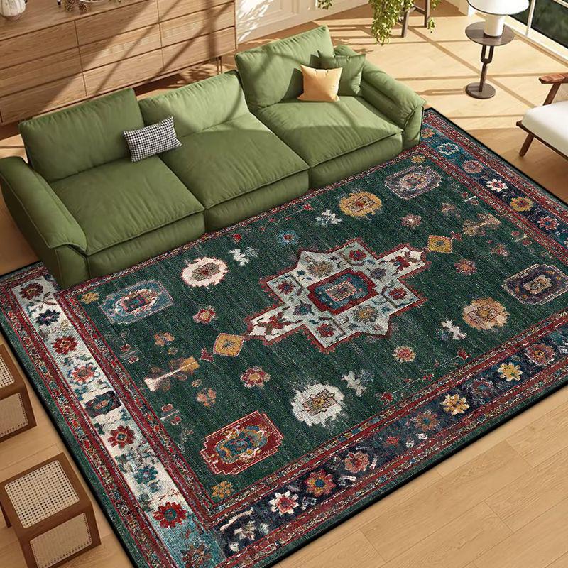 Persian Style Border Design Living Room Rug Soft Antiskid Bedroom Decor Carpet Easy Cleaning Entrance Door Mat Machine Washable