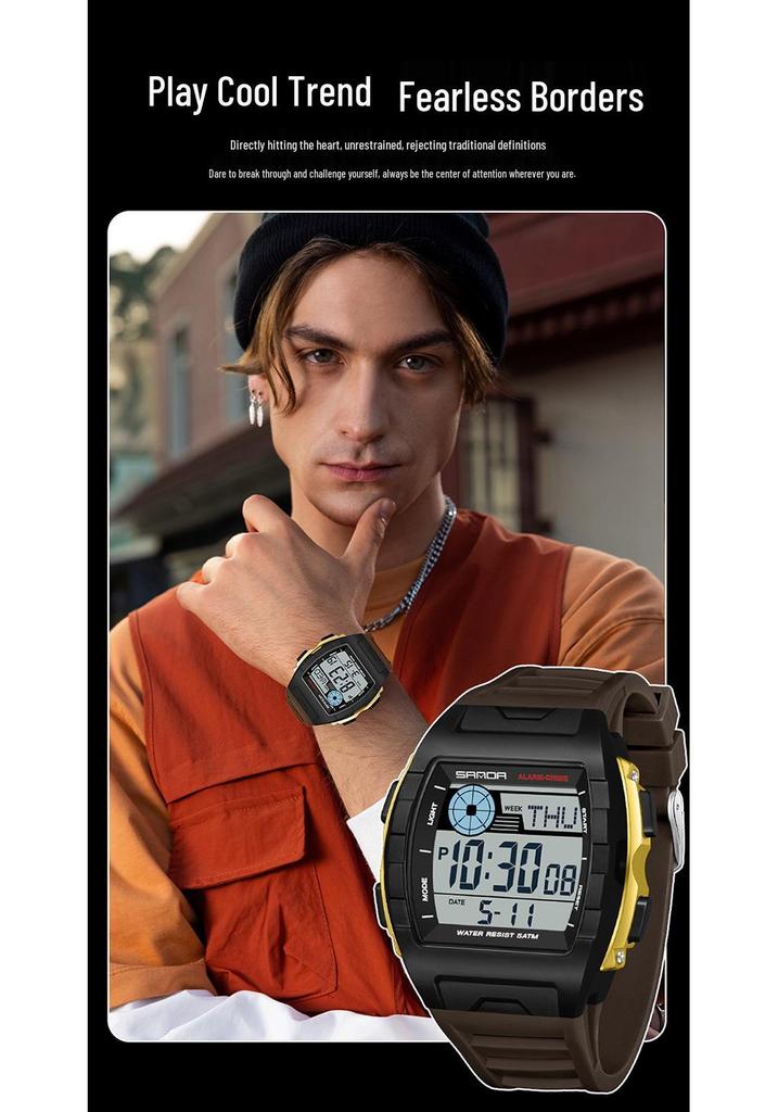 SANDA Multi-Functional Big Dial Watch with Alarm, Snooze, Countdown for Junior & Senior High School Students