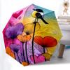 1PC Floral Birdscape Automatic Folding Umbrella, Portable & Foldable Design with 8 Ribs, Casual Outdoor Accessory, Umbrella for Windproof77