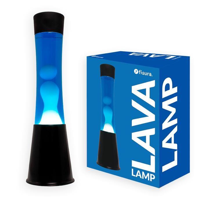 Lámpara de lava - FISURA - Vintage - Base negra - Líquido azul - 39,5 cm blanco