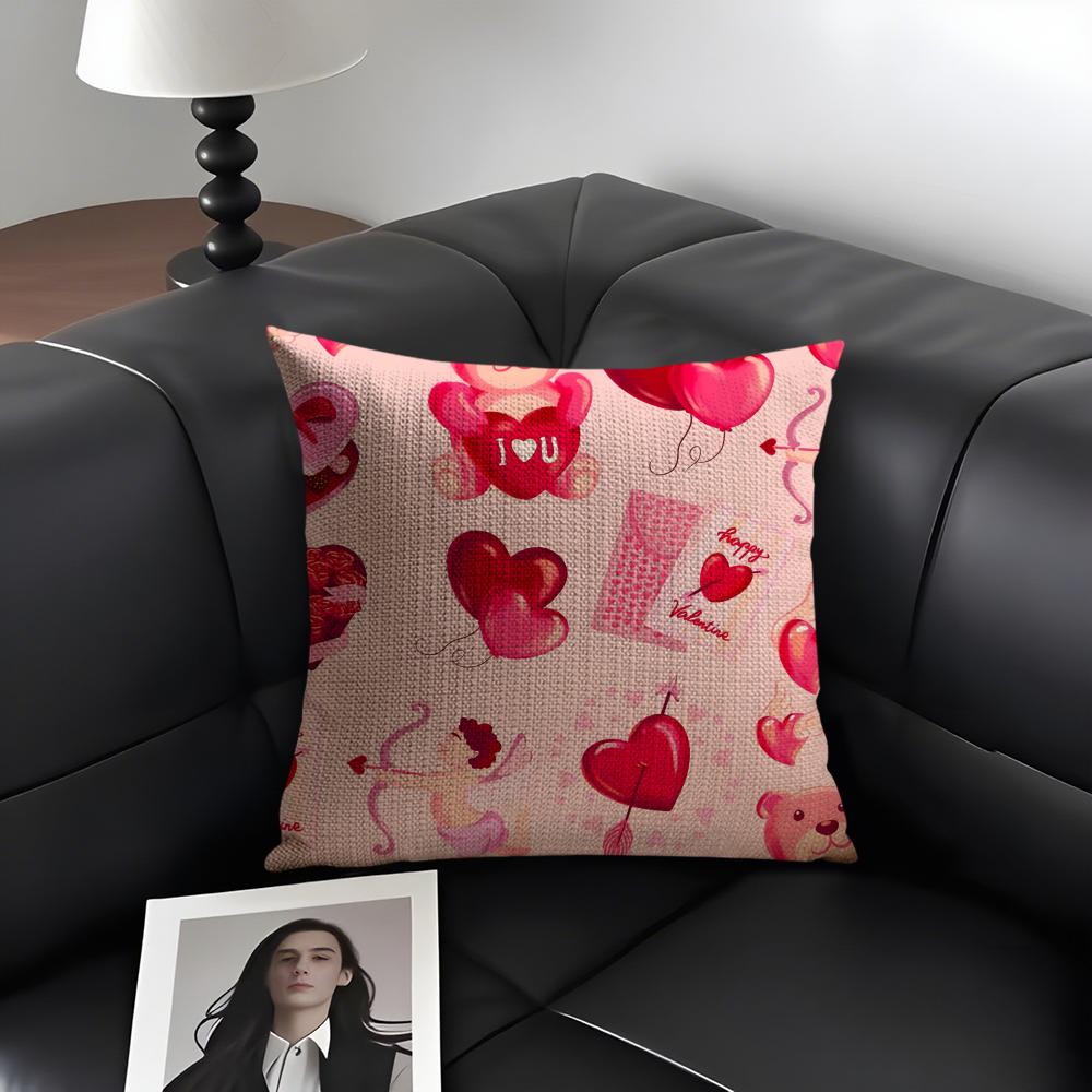 Love INS Cushion Cover Natural Linen Organic Fabric DoubleSided Printing Sofa Home Decor Gift Pillow Case