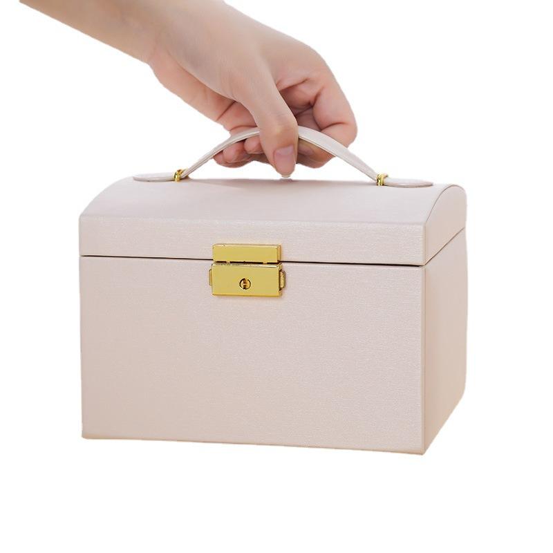 Three Layer Portable Travel Jewelry Box Jewelry Organizer and Display Box Earrings Necklace Ring Packaging box with Mirror