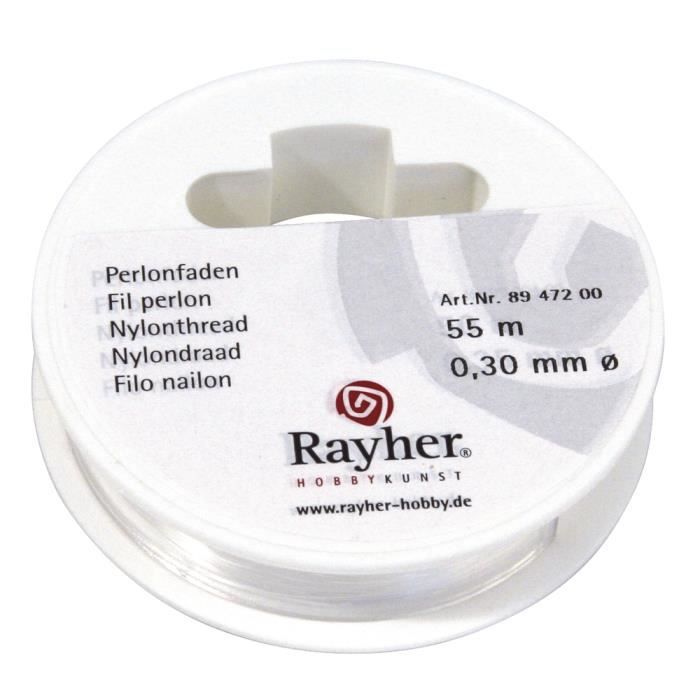 Fil perlon - Indéchirable - Ø 0,3mm - Charge 700g - Roulé 55m - Mixte