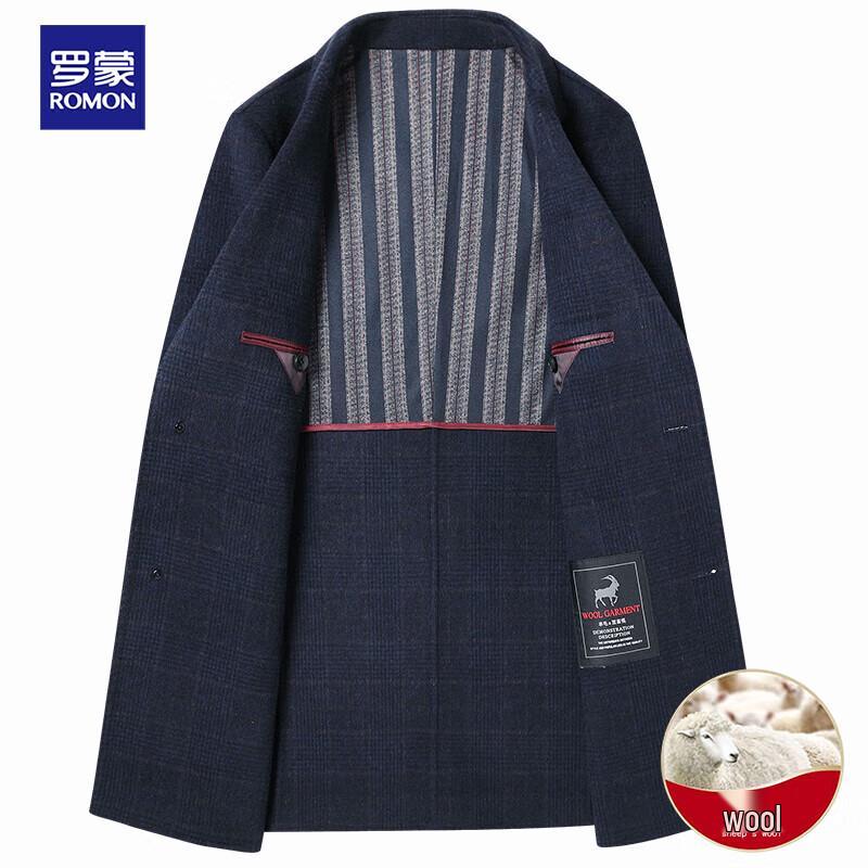 ROMON Men's Mid-Length Double-Faced Wool Blend Winter Coat