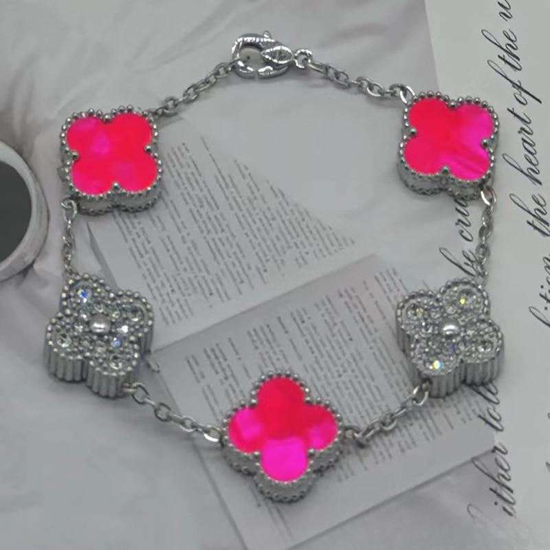 New Shiny Four-leaf Clover Bracelet Five-flower Fashion Sense Hand Jewelry Simple Jewelry