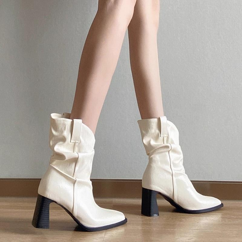 Nouvelles Bottines, Chaussures pour Femmes, Chaussures Minimalistes à Bout Carré, Chaussures Rehaussantes