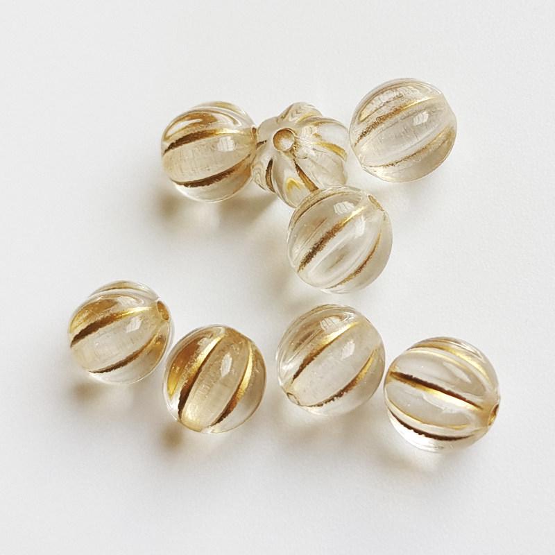 8 мм прозрачные акриловые бусины-тыквы с золотой краской для изготовления украшений своими руками