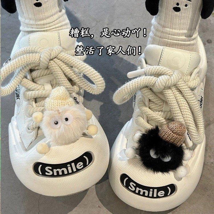 New niche original cute big head ugly cute board shoes women 2025 spring new versatile open smile casual little white
