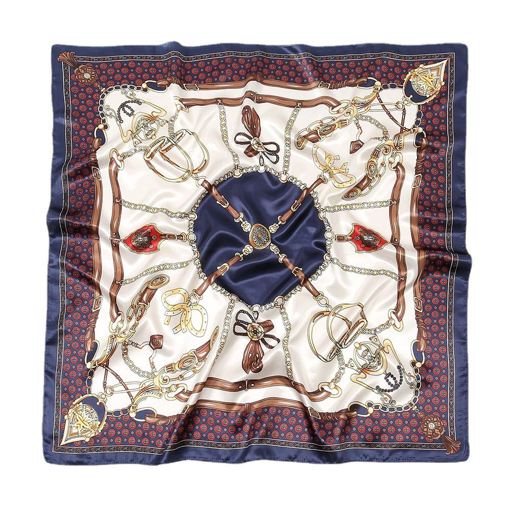 90*90Cm Women Square Silk Scarf Luxury Large Shawl Neckerchief Print Headband Female Foulard Bandana Wraps Hijab Scarves