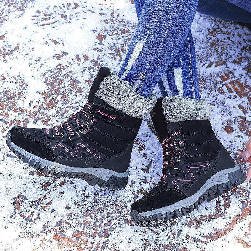 Northern winter velvet warm thick-soled snow boots cotton shoes high-top women's shoes thick-soled outdoor hiking shoes casual shoes