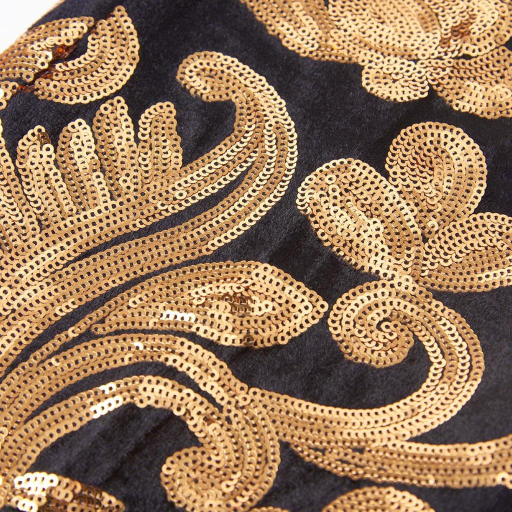 PYJTRL Mens Fashion Shiny Sequin Floral Pattern Pants Expandable Waist Trousers