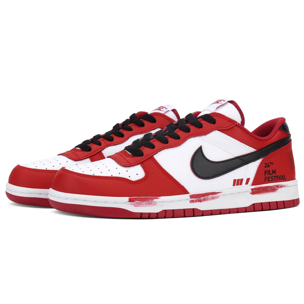 Nike Big Leather Low top Skateboard Shoes Unisex White Red 355152-150(Team1834-)