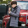 Mens Winter Mid-Length Hooded Cotton Puffer Jacket Warm Thick Outerwear Youth Casual Wear