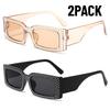 2PACK Trendy New Modern Diamond Glasses Fashionable Small Frame Square Sunglasses Women European and American Hip Hop Sunglasses