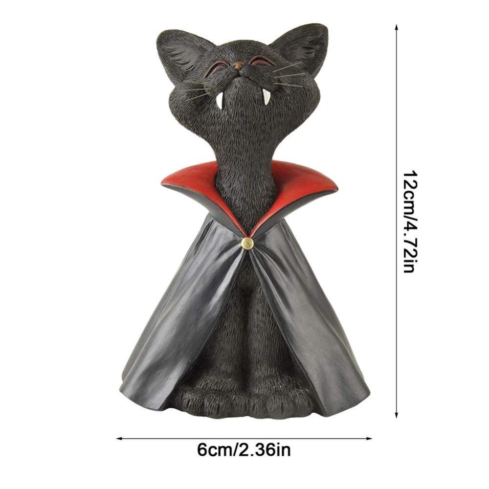 Resin Cat Statue Cute Halloween Black Cat Portable Desktop