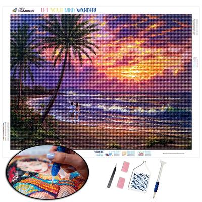 Diamant-Malerei-Set, Paar, Strass, 5D-Diamant-Stickerei, Kreuzstich, Strand-Sonnenuntergang, volles Mosaik, Heimdekoration