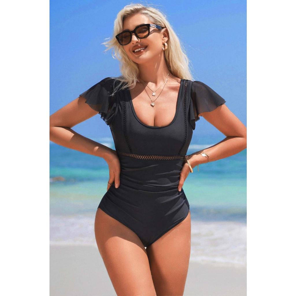 Charmleaks One Piece Swimsuit Women Falbala Design U Collar Bathing Suit Sexy Monokini Swimwear S-XL