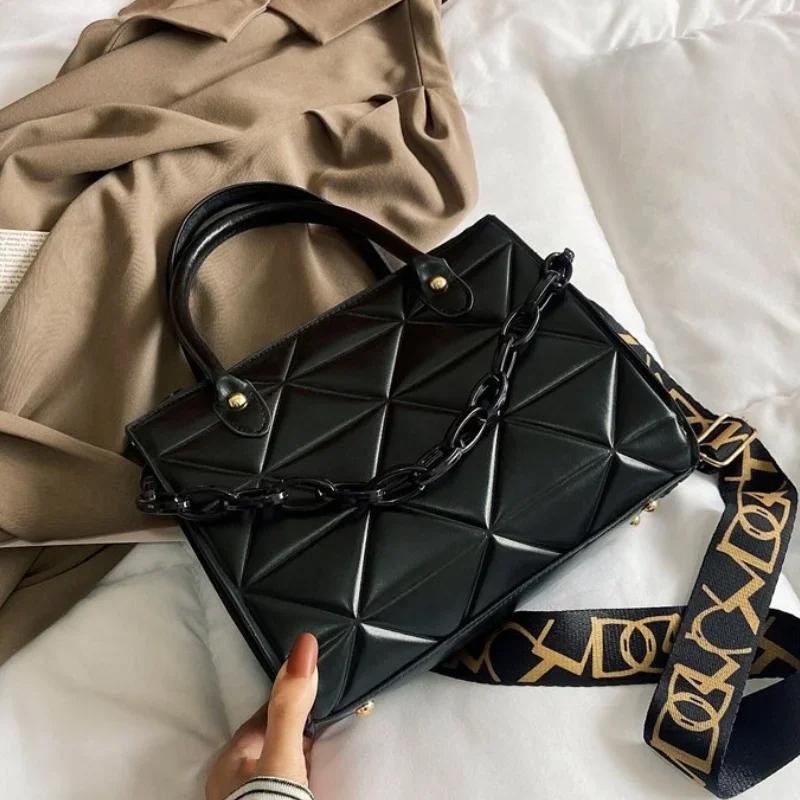 Kabelka přes rameno z PU materiálu, crossbody, pro ženy, taška s řetízkovou diamantovou dekorací, velká kapacita, ženská móda pro dívky