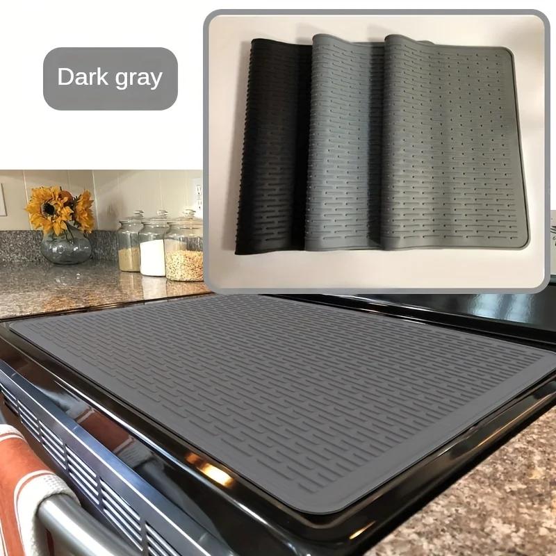 

Stove Silicone Mat, Sink Mat, Electric Stove Top Cover, Personal Tablecloth Electric Stove Insulation Drying Mat for Kitchen 71x51cm темно-сірий