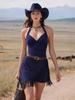 Vintage Western Cowboy Ärmelloses Camisole-Kleid mit Fransen für Damen