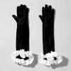 1Pair Long Satin Dress Accessories Decorative Border Elegant Party Festival Gold Velvet Princess Mittens Wedding Matching