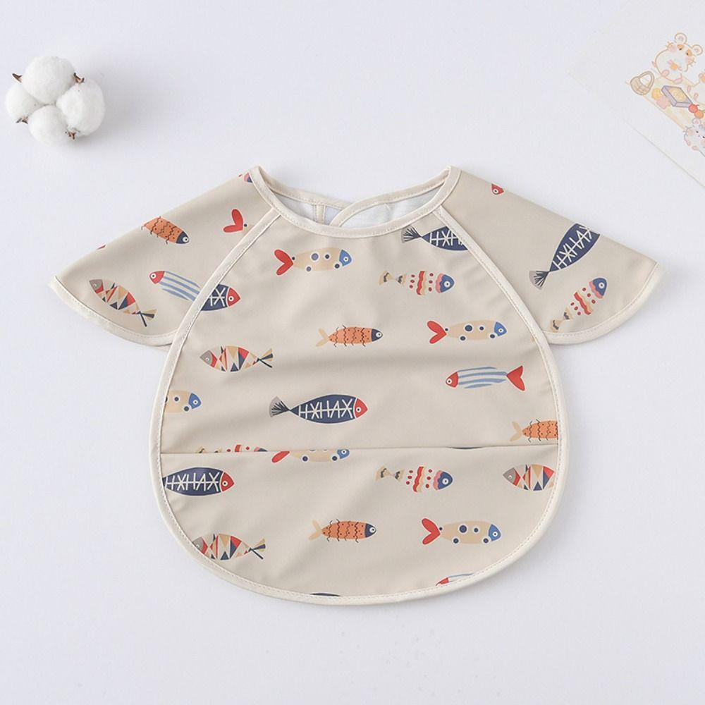 Soft Feeding Apron Short Sleeve Burp Cloth Apron Style Baby Bibs  Feeding