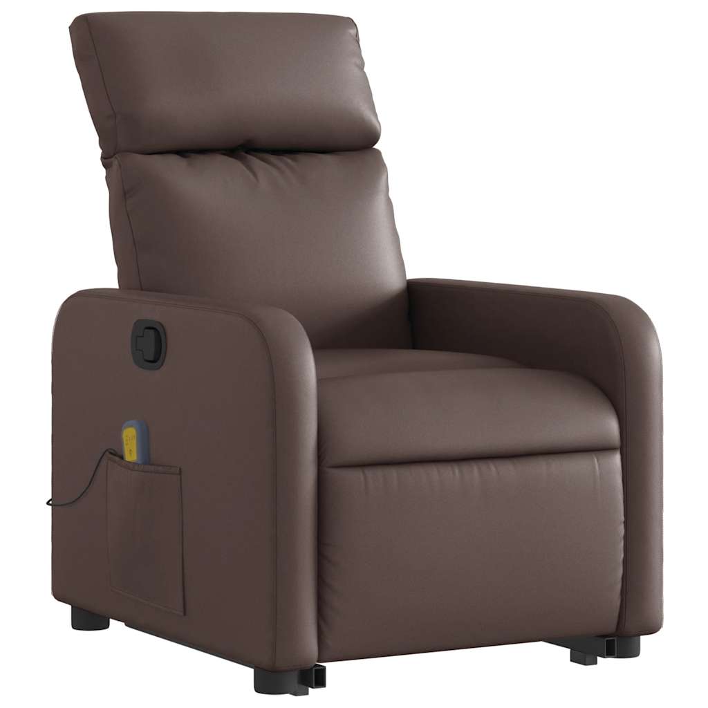 Vidaxl Lift-Up Massage Chair, Reclining, Brown, Eco-leather