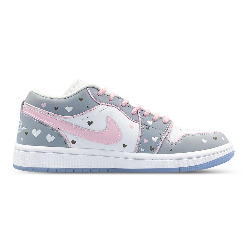 Jordan Air Jordan 1 Low top Vintage Basketball Shoes Women's Gray Pink White DC0774-105(Team652-AJ)