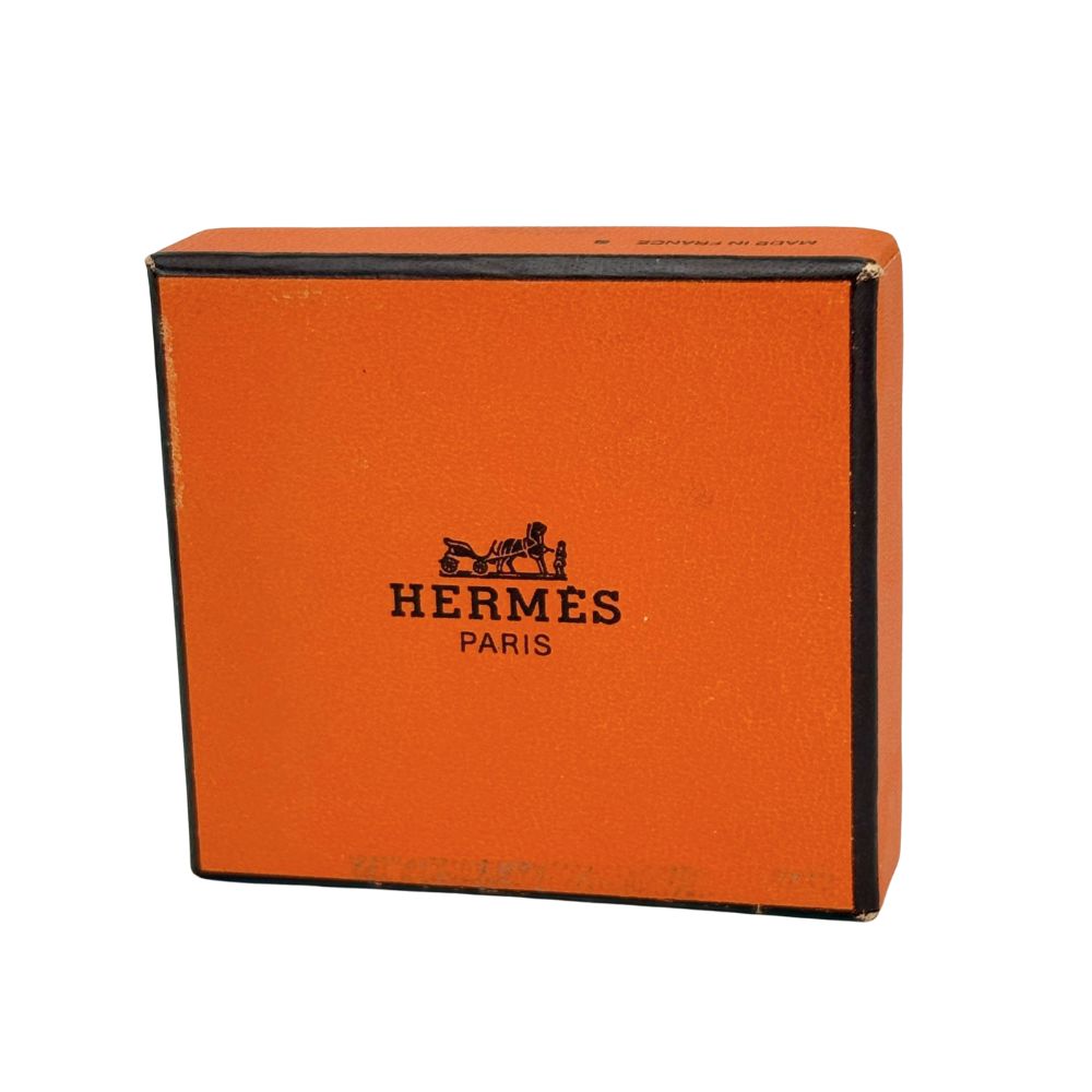 Used HERMES Earring Emile Feather Pattern Metal 15.3g Blue Multicolor Plating