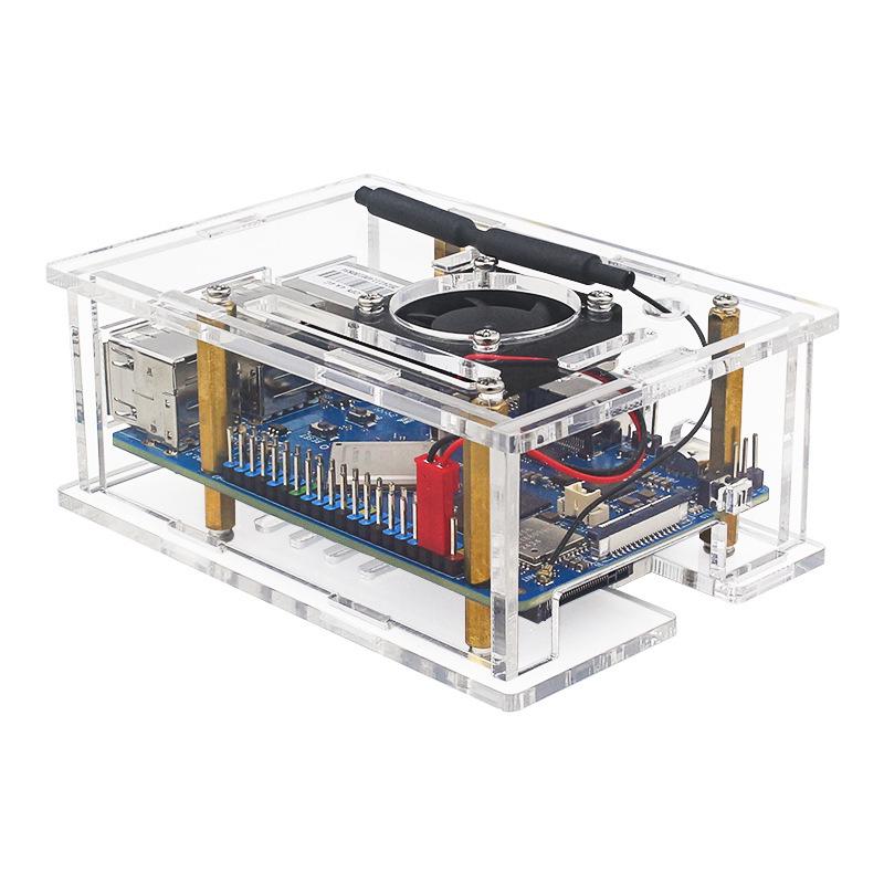 Orange Pi 4A Acrylic Case: Transparent Protective Box with Optional Fan
