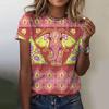 3D Digital Printed Women's T-shirt with Ethnic Pattern Pullover, Women's Summer Round Neck Casual Top 3214 EMA