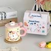 Cute Cat Birthday Gift Cute Cat Mug with Lid Couple Water Cup High Looking Best Friend Ceramic Cup