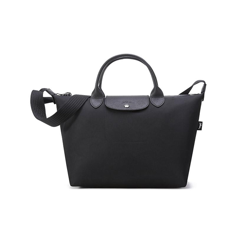 Longchamp Le Pliage Energy 32 Faltbare Knödeltasche Umhängetasche Recycelte Leinwand-Tragetasche Mittelgroß Damen Taschen Schwarz 1515HSR001