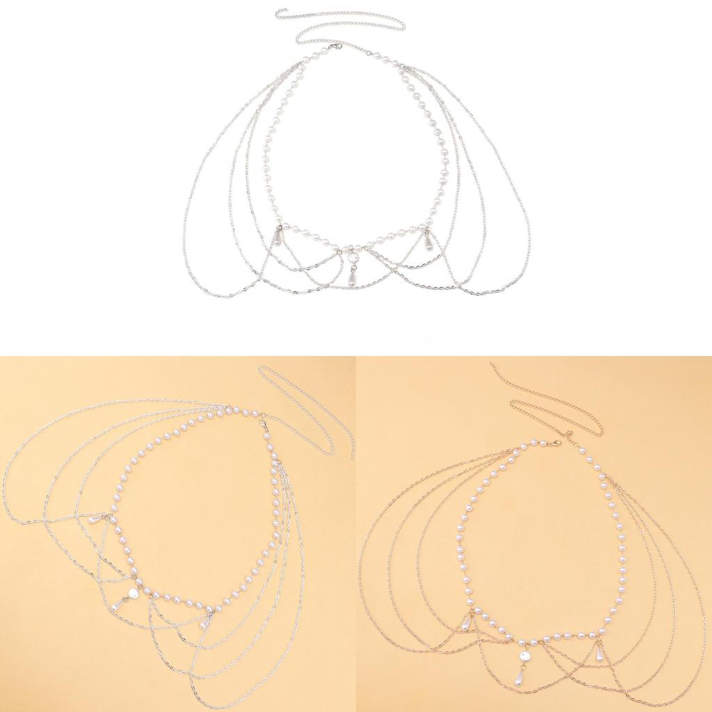Vintage Metal Waist Chain With Pearl Tassels For Women Summer Fashion Accessory