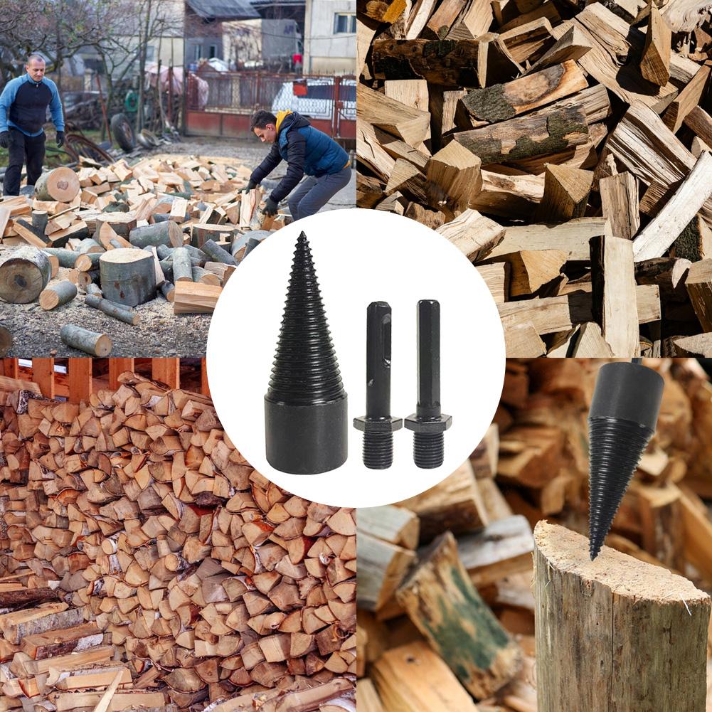 32mm Wood Drill Bit Splitter Square/Round/Hex Shank Firewood Splitting Drill Bit Electric Drill Wood Splitter for Hammer Drill