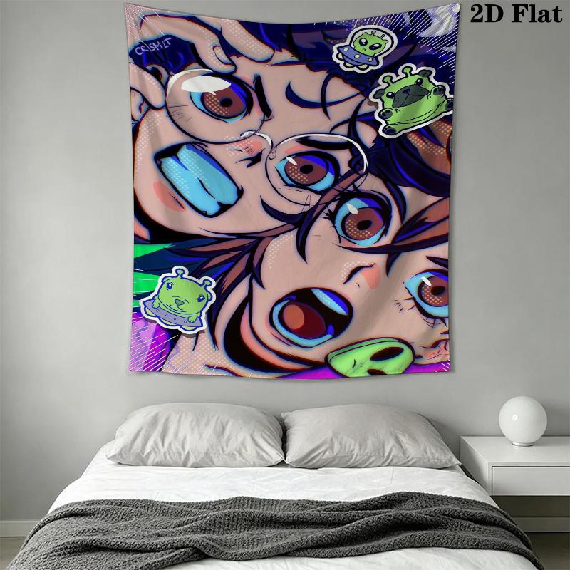 Dandadan Wall Tapestry Aesthetic Wall Hanging Printed Fabric Blanket Decorative Tapestries for Bedroom Living Room Home Decor