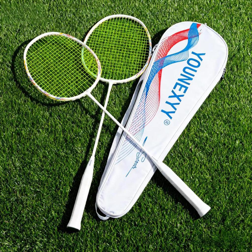 Full Carbon Fiber Badminton Racket Set for Men and Women - Durable, Lightweight, Offensive & Defensive, Professional Adult Singles & Doubles Play